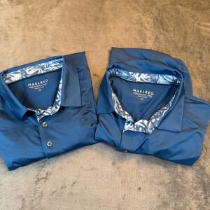 MAELREG Performance Polo Shirt Blue Mens 2XL Short Sleeve Golf Athletic Set of 2